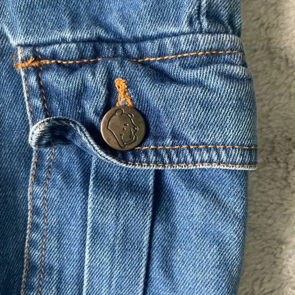 Disney Winnie the Pooh Embroidered Blue Denim Cargo Pants Girls size 7